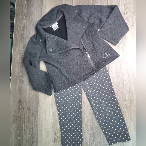 Calvin Klein baby's 2 pc. charcoal gray moto jacket, leggings set Sz. 18-24 mo - Picture 1 of 12